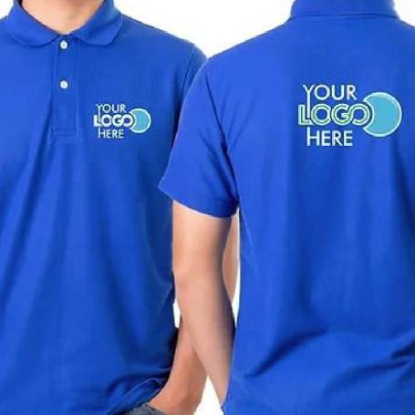 Blue Polo T-Shirt With Logo Print Manufacturers in Delhi
