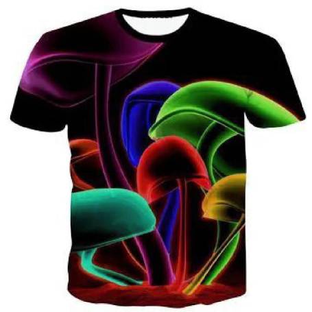Colorful Neon Mushroom Graphic T-Shirt Manufacturers in Delhi