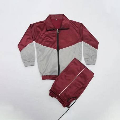 Maroon and Grey Contrast School Tracksuit Manufacturers in Delhi