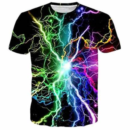 Multicolor Lightning Bolt Graphic T-Shirt Manufacturers in Delhi