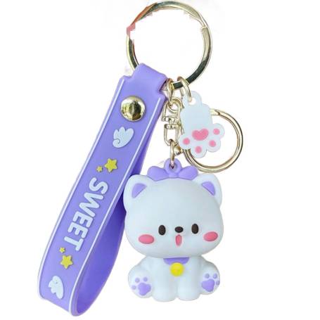 Purple And White Sweet Bear Keychain Manufacturers in Delhi