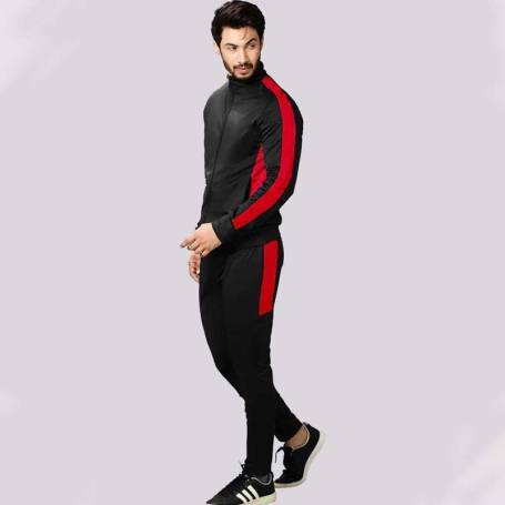 Red and Black Panel Men Tracksuit Manufacturers in Delhi