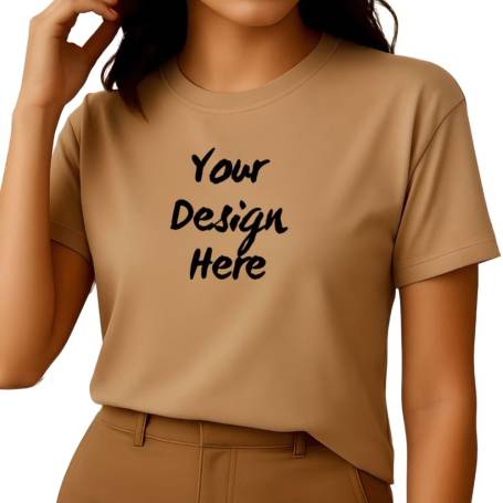 Taupe T-Shirt With Custom Design Manufacturers in Delhi