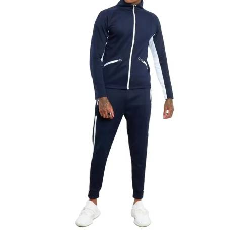 White and Navy Contrast Zip Men Tracksuit Manufacturers in Delhi