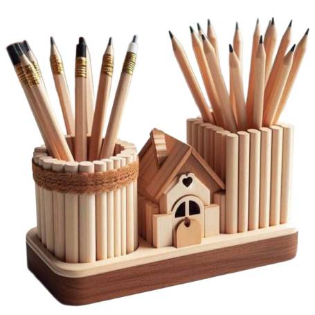 Wooden Log House Pen Holder Desk Organizer Manufacturers in Delhi