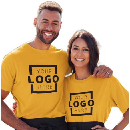 Yellow Couple T-Shirt With Logo Print Manufacturers in Delhi